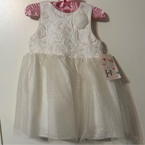 5/$30 Mia &Mimi Sparkling White Tulle Baby Dress with Floral Bodice 18M NWT